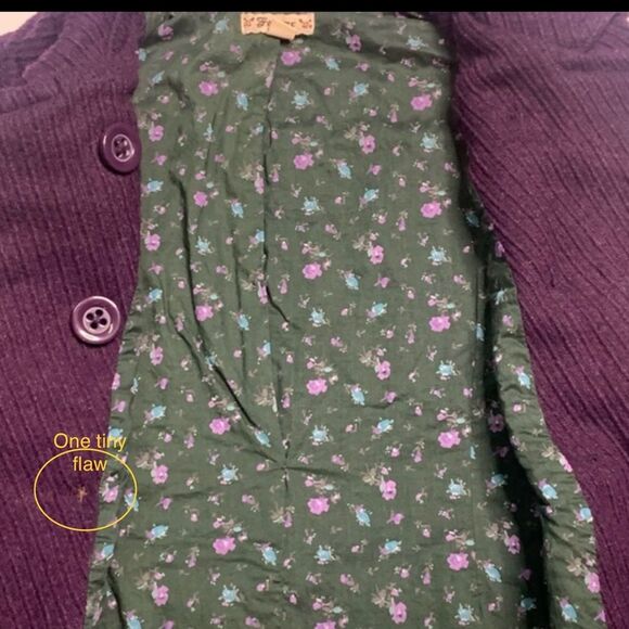 Forever 21 Purple Tweed or Corduroy Peacoat Jacket Small - Picture 6 of 6